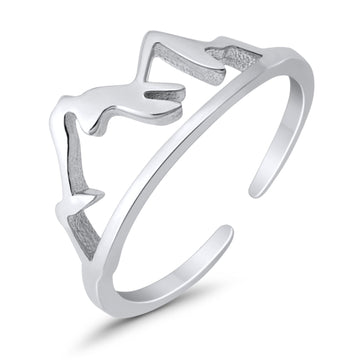Adjustable Mountain Shape Toe Rings For Women Finger Foot Jewelry 925 Sterling Silver(7mm)